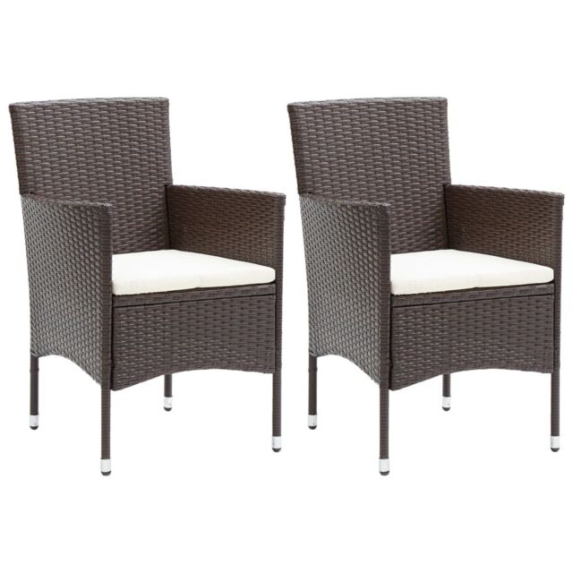 Berkfield Home Garden Dining Chairs 2 pcs Poly Rattan Brown - image 1