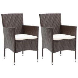 Berkfield Home Garden Dining Chairs 2 pcs Poly Rattan Brown - thumbnail 1