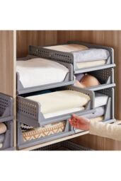 Living and Home Set of 3 Folding Wardrobe Storage Boxes Toy Organizer Kitchen Bedroom in Grey - thumbnail 2