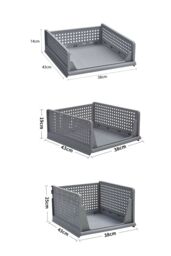 Living and Home Set of 3 Folding Wardrobe Storage Boxes Toy Organizer Kitchen Bedroom in Grey - thumbnail 4
