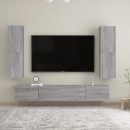 Berkfield Home Wall-mounted TV Cabinet Grey Sonoma 30.5x30x110 cm - thumbnail 6