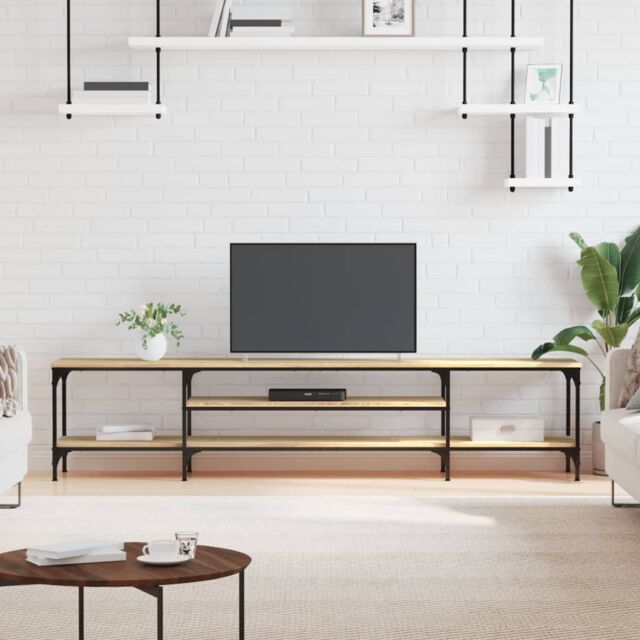 Berkfield Home TV Cabinet Sonoma Oak 201x35x45 cm Engineered Wood&Iron - Size: 201 x 35 x 45 cm - image 1