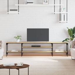 Berkfield Home TV Cabinet Sonoma Oak 201x35x45 cm Engineered Wood&Iron - Size: 201 x 35 x 45 cm - thumbnail 1