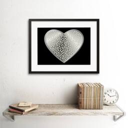 "Artery8 Diamond Heart Silver Bling Home Decor 12x16"" Framed Art Print in Black - Size: W12"" x H16""" - thumbnail 2