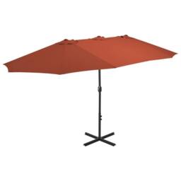 Berkfield Home Outdoor Parasol with Aluminium Pole 460x270 cm Terracotta - thumbnail 2