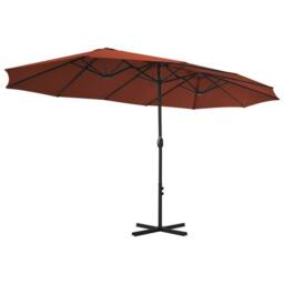Berkfield Home Outdoor Parasol with Aluminium Pole 460x270 cm Terracotta - thumbnail 4