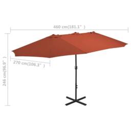 Berkfield Home Outdoor Parasol with Aluminium Pole 460x270 cm Terracotta - thumbnail 8