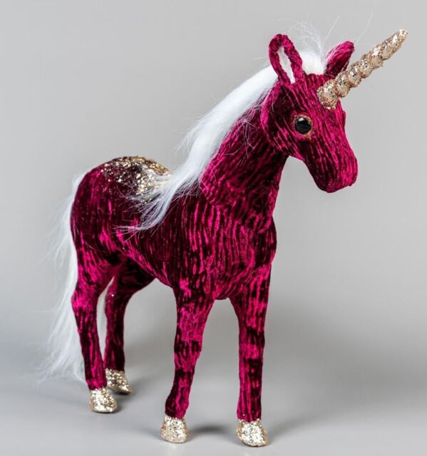 Shatchi Burgundy Figures Santa Reindeer Tree Christmas Tabletop Centrepiece Showpieces Home Art & Craft Xmas Party, 33cm Unicorn in Pink - image 1