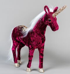 Shatchi Burgundy Figures Santa Reindeer Tree Christmas Tabletop Centrepiece Showpieces Home Art & Craft Xmas Party, 33cm Unicorn in Pink - thumbnail 1