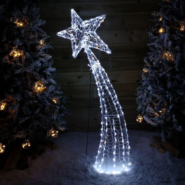 Samuel Alexander 1.2m Light up Soft Acrylic 2D Shooting Christmas Star with 200 LEDs in White & Warm White in Black - image 1