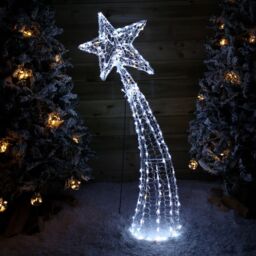 Samuel Alexander 1.2m Light up Soft Acrylic 2D Shooting Christmas Star with 200 LEDs in White & Warm White in Black - thumbnail 1