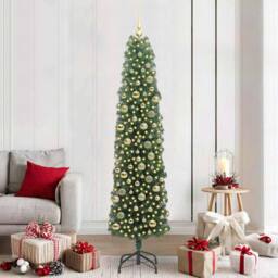 Berkfield Home Artificial Christmas Tree with 300 LEDs with Stand Green 210 cm - thumbnail 1