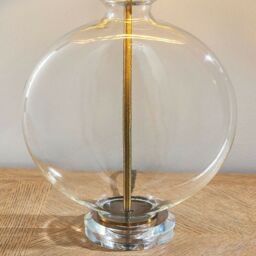 Loops Round Feature Table Lamp Light Clear Glass - Antique Brass - Dark Velvet Shade - thumbnail 3