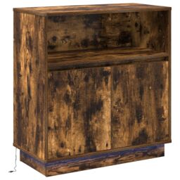 Berkfield Home Sideboard with LED Smoked Oak 71x34, 5x75 cm Engineered Wood in Brown - thumbnail 2