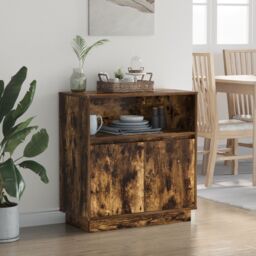 Berkfield Home Sideboard with LED Smoked Oak 71x34, 5x75 cm Engineered Wood in Brown - thumbnail 5