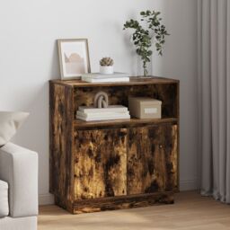 Berkfield Home Sideboard with LED Smoked Oak 71x34, 5x75 cm Engineered Wood in Brown - thumbnail 1