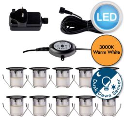 First Choice Lighting Set of 10 - 30mm Black IP67 Warm White LED Decking Kit Photocell - thumbnail 7