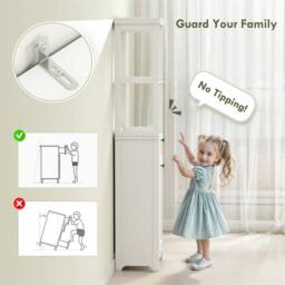Nordara Slim White Bathroom Storage Unit Tilt Out Laundry Cabinet - thumbnail 5