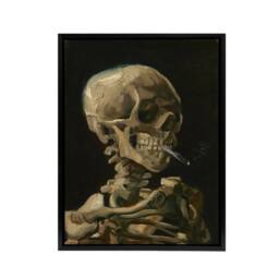 "Artery8 Van Gogh Head Skeleton Burning Framed Canvas Wall Art Print in Black - Size: W12"" x H16""" - thumbnail 1