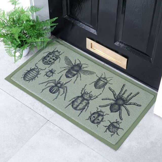 Artsy Mats Green Insect Pattern Indoor & Outdoor Doormat - 70x40cm - Size: 40 cm x 70 cm - image 1