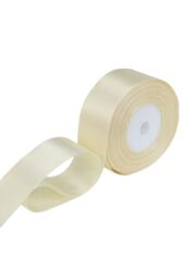 Neel Blue Double Sided Satin Polyester Ribbon Roll, 25mm x 25 Metres in Cream - thumbnail 1