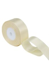 Neel Blue Double Sided Satin Polyester Ribbon Roll, 25mm x 25 Metres in Cream - thumbnail 4