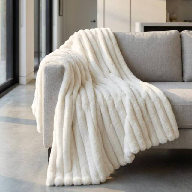 Garden Greatness Maison Chiffon Ivory Faux Fur Throw - image 1