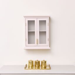 Melody Maison Pink Reeded Glass Wall Cabinet in Light Pink - thumbnail 4