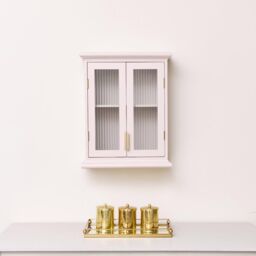 Melody Maison Pink Reeded Glass Wall Cabinet in Light Pink - thumbnail 2