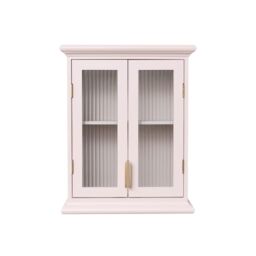Melody Maison Pink Reeded Glass Wall Cabinet in Light Pink