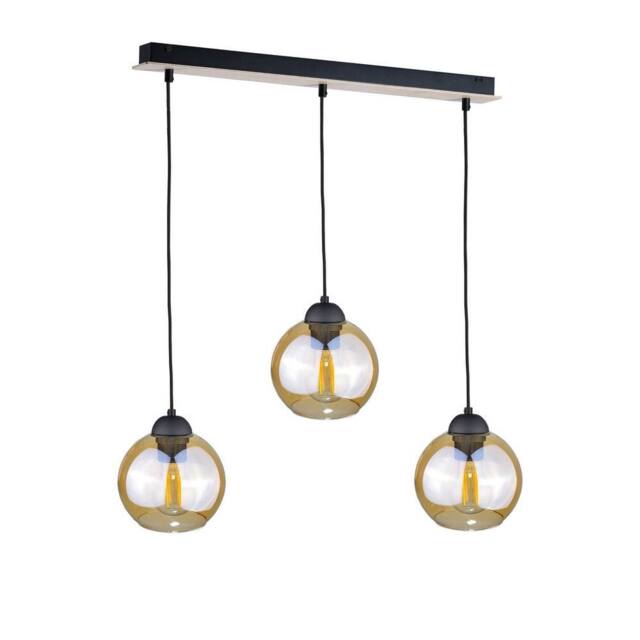 Netlighting Ambre Bar Pendant Ceiling Light Wood 60cm 3x E27 in Brown
