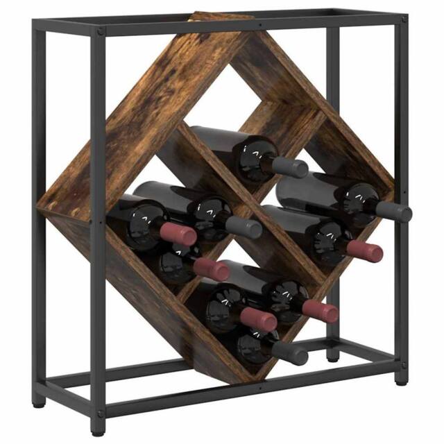 Berkfield Home Beautiful Wine Rack Smoked Oak 51x18x52, 5 cm Engineered Wood in Brown - image 1