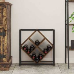 Berkfield Home Beautiful Wine Rack Smoked Oak 51x18x52, 5 cm Engineered Wood in Brown - thumbnail 4