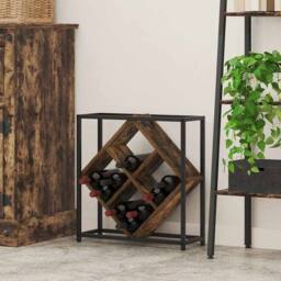 Berkfield Home Beautiful Wine Rack Smoked Oak 51x18x52, 5 cm Engineered Wood in Brown - thumbnail 2