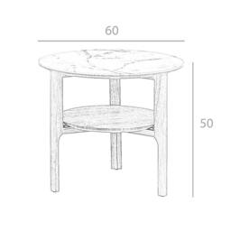 Angel Cerda Round Coffee Table - White Porcelain Marble Top in Brown - thumbnail 7