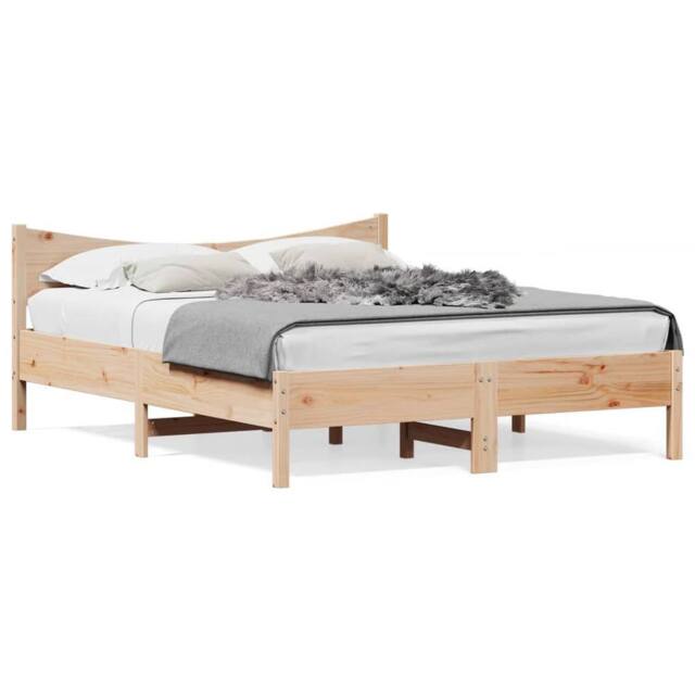 Berkfield Home Bed Frame without Mattress 150x200 cm King Size Solid Wood Pine in Natural - image 1