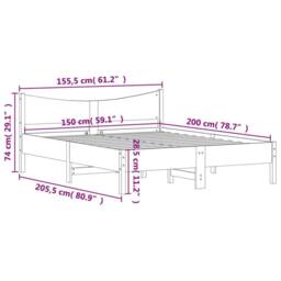Berkfield Home Bed Frame without Mattress 150x200 cm King Size Solid Wood Pine in Natural - thumbnail 9
