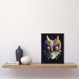 Artery8 Wall Art Print Noh Theatre Mask Painting Supernatural Japan Creature Portrayal Colourful Intricate Details Floral Designs Forest Deity Role - thumbnail 4