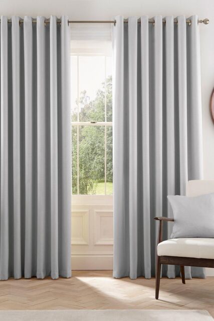 Helena Springfield 'Eden' Woven Lined Curtains in Silver - Size: 167 cm width x 183 cm drop - image 1