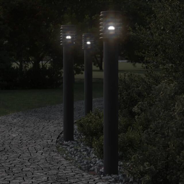 Berkfield Home Outdoor Floor Lamps 3pcs Black 110cm Stainless Steel - image 1