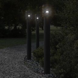 Berkfield Home Outdoor Floor Lamps 3pcs Black 110cm Stainless Steel - thumbnail 1