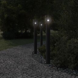 Berkfield Home Outdoor Floor Lamps 3pcs Black 110cm Stainless Steel - thumbnail 3
