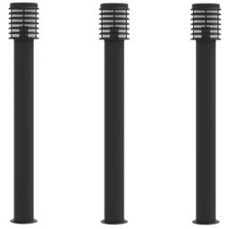Berkfield Home Outdoor Floor Lamps 3pcs Black 110cm Stainless Steel - thumbnail 2