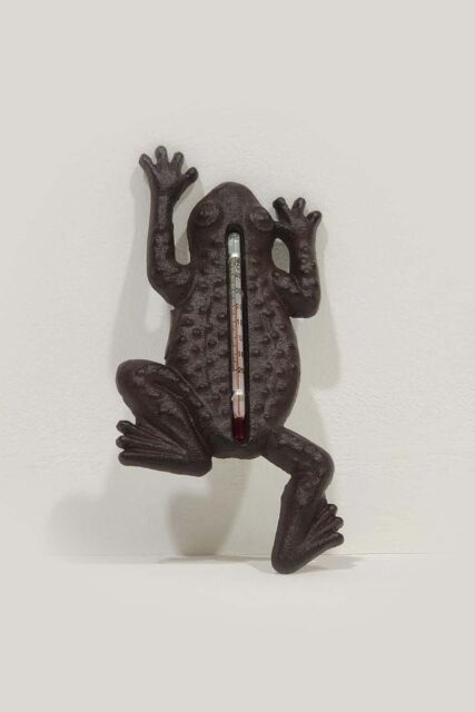 Homescapes Cast Iron Thermometer Frog in Brown - image 1