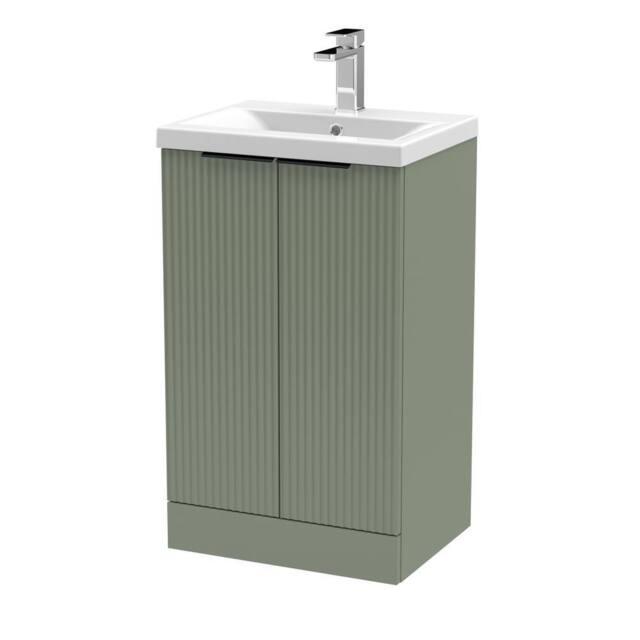 Balterley Satin Green Fluted Floor Standing Vanity, Black, 500mm - image 1