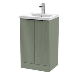 Balterley Satin Green Fluted Floor Standing Vanity, Black, 500mm - thumbnail 1