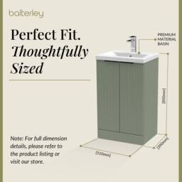 Balterley Satin Green Fluted Floor Standing Vanity, Black, 500mm - thumbnail 5