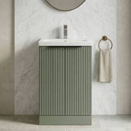 Balterley Satin Green Fluted Floor Standing Vanity, Black, 500mm - thumbnail 7