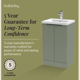 Balterley Satin Green Fluted Floor Standing Vanity, Black, 500mm - thumbnail 6