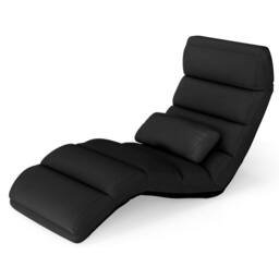 Gymax Upholstered Floor Chaise Lounge 5-Position Foldable Gaming Seat in Black - thumbnail 5